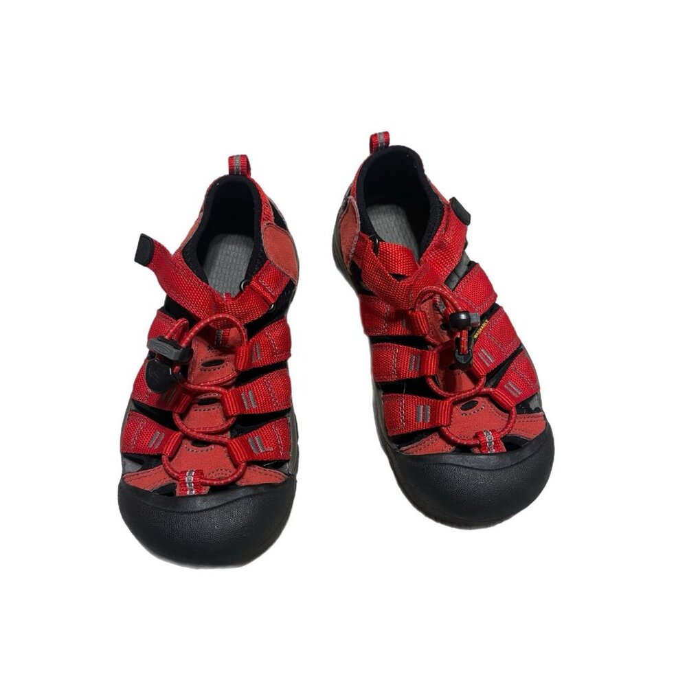 Keen Newport H2 Youth Sandals Sz 2 Ribbon Red Lace-Lock Bungee Hook & Loop